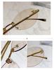 Women's Trendy Oval Rimless Rhinestone Sunglasses - European & American Style, Small Frame with Letter F Design