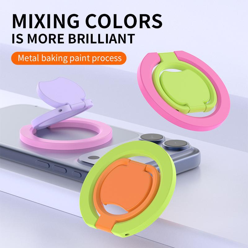 Dual Ring Magnetic Phone Stand Foldable 360 Rotation Magsafe Ring Holder Cute Colorful Portable Phone Grip
