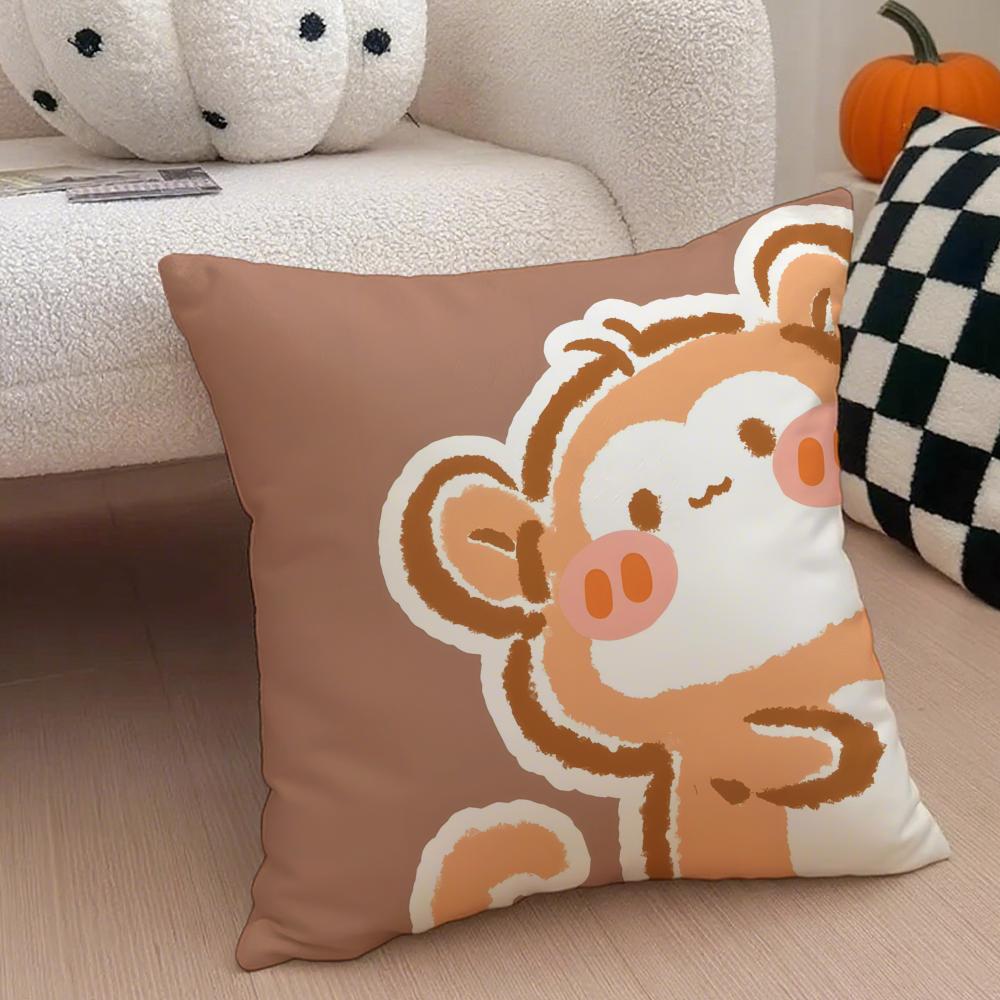 Cute Surprise Animals In The Twelve Zodiac Signs Cushion Cover Throw Pillow Cover Hidden Button Durable Polyester Chair Cushion