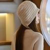 Ladies' 100%Cashmere Butterfly Braid Knitted Hat For Autumn And Winter Fashion Windproof And Leisure Baotou Ear Protection Hat