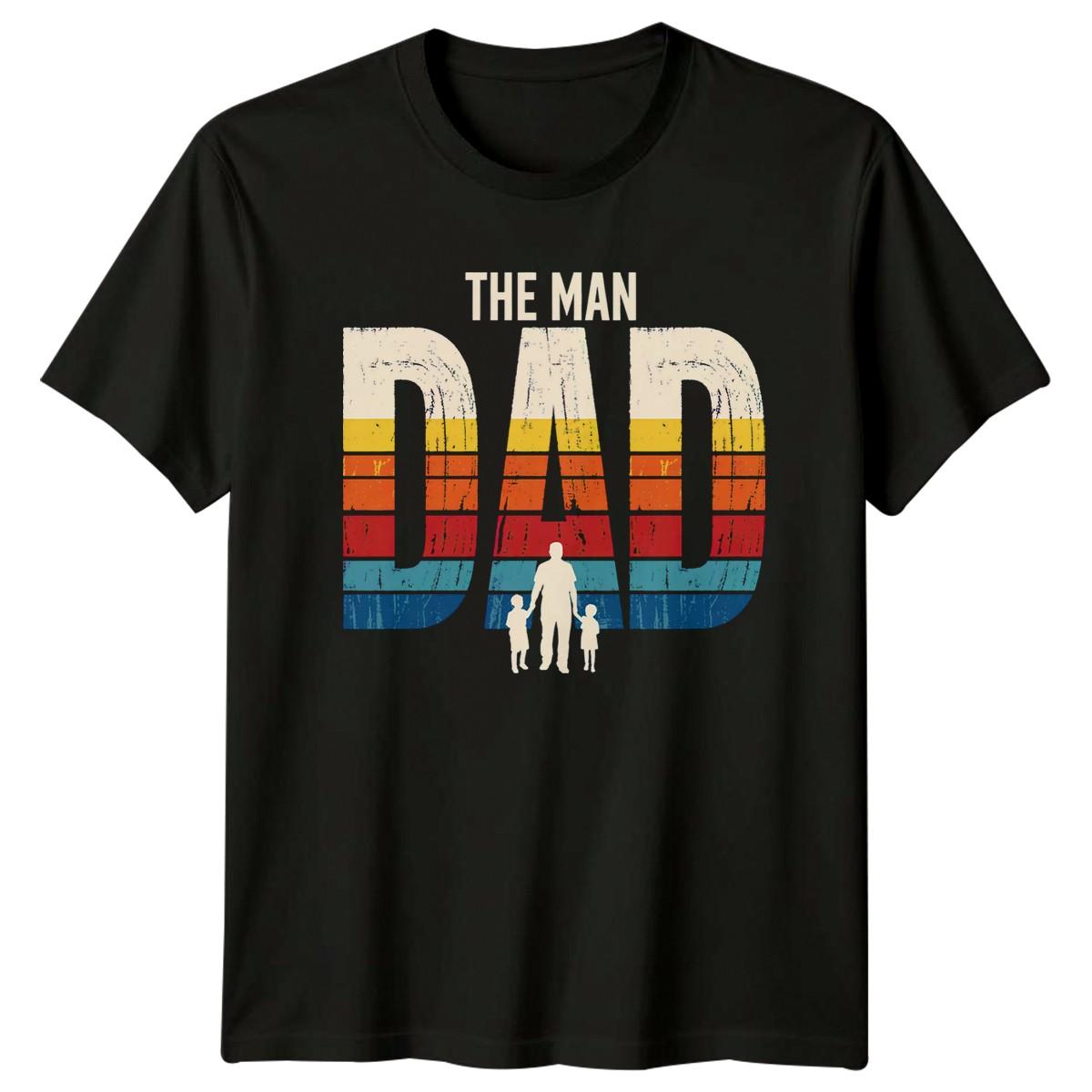 The Man Dad Mens T-Shirt Retro Dad Fatherhood Fathers Day Gift For Him XL