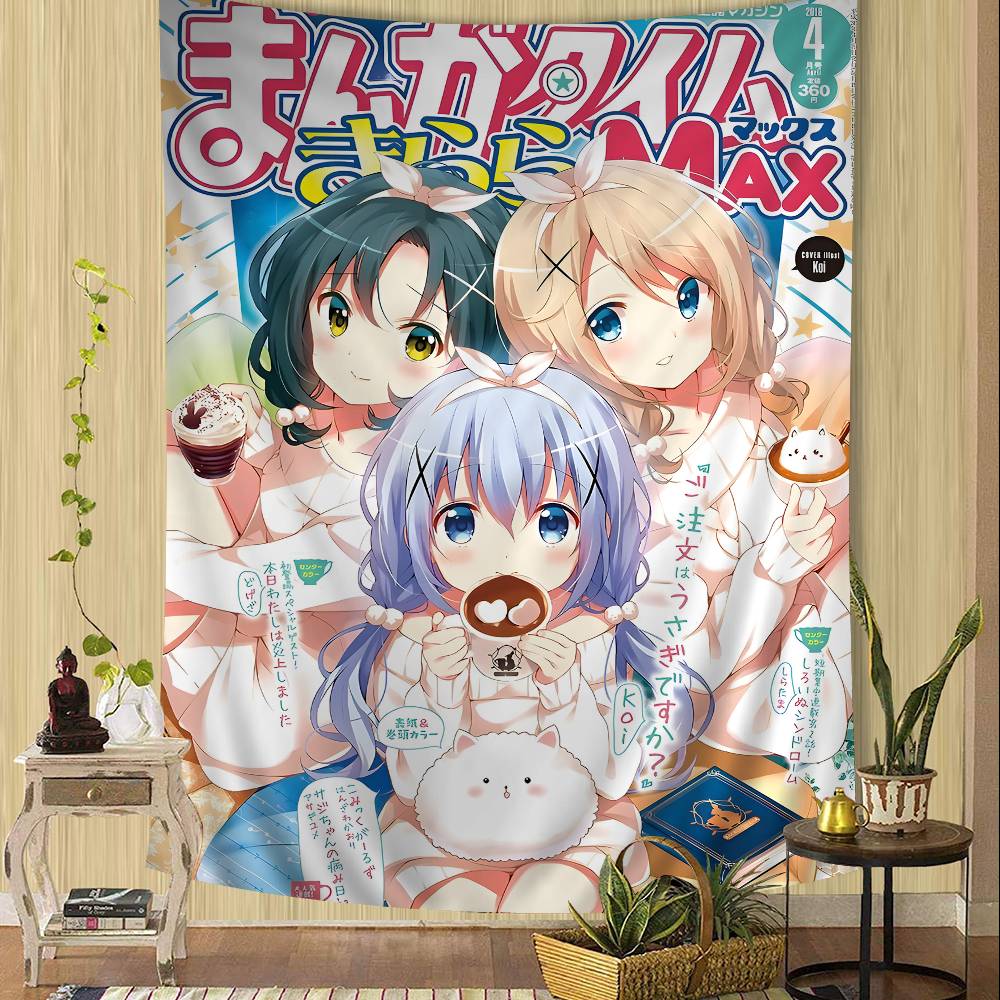 Is The Order A Rabbit Anime Hippie Wall Hanging Tapestries For Living Room Home Dorm Decor Kawaii Room Decor