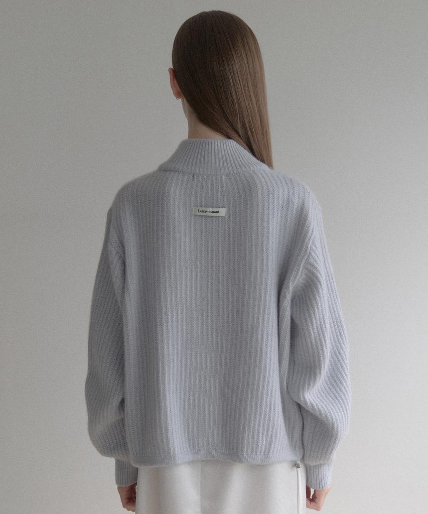 Lenav Esy Cashmere Kara Knit Zip Up (Sky)