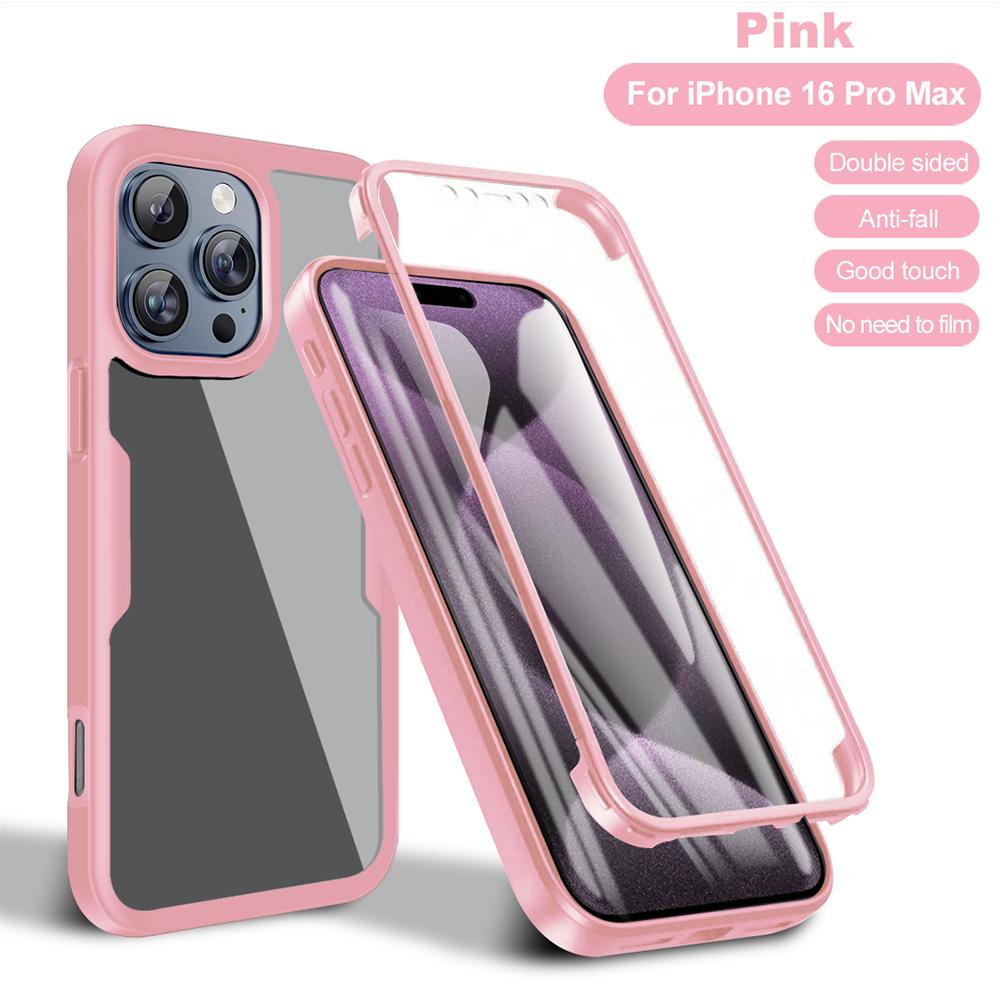 360 Clear Shockproof Case For iPhone 16 Pro Max Screen Back Transparent Cover Full Protection For iPhone 16 Plus 16Pro Max Cases