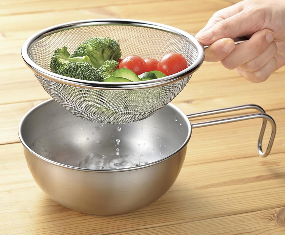 Yokoyama Sierra Cup Bowl 15cm Handled Colander with Leather Cover Tsubame-made & & EJSB-550