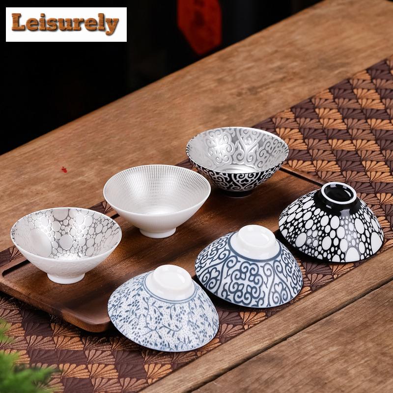 70 ml antike blau-weiße Teetasse aus Silber mit eingelegter Keramik-Meistertasse, große Teeschale, Einzeltasse, Kung-Fu-Teeservice, chinesische Teetasse