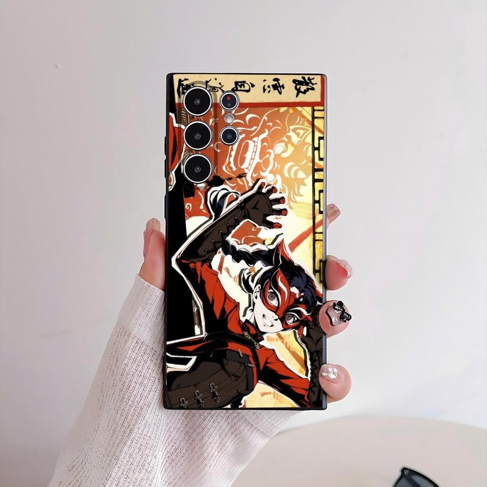 P-Persona 5 Anime Phone Case For Samsung Galaxy S25 S24 S22 S23 Ultra S21 S20 Plus 5G Frosted Non-Slip Full Cover Soft Case