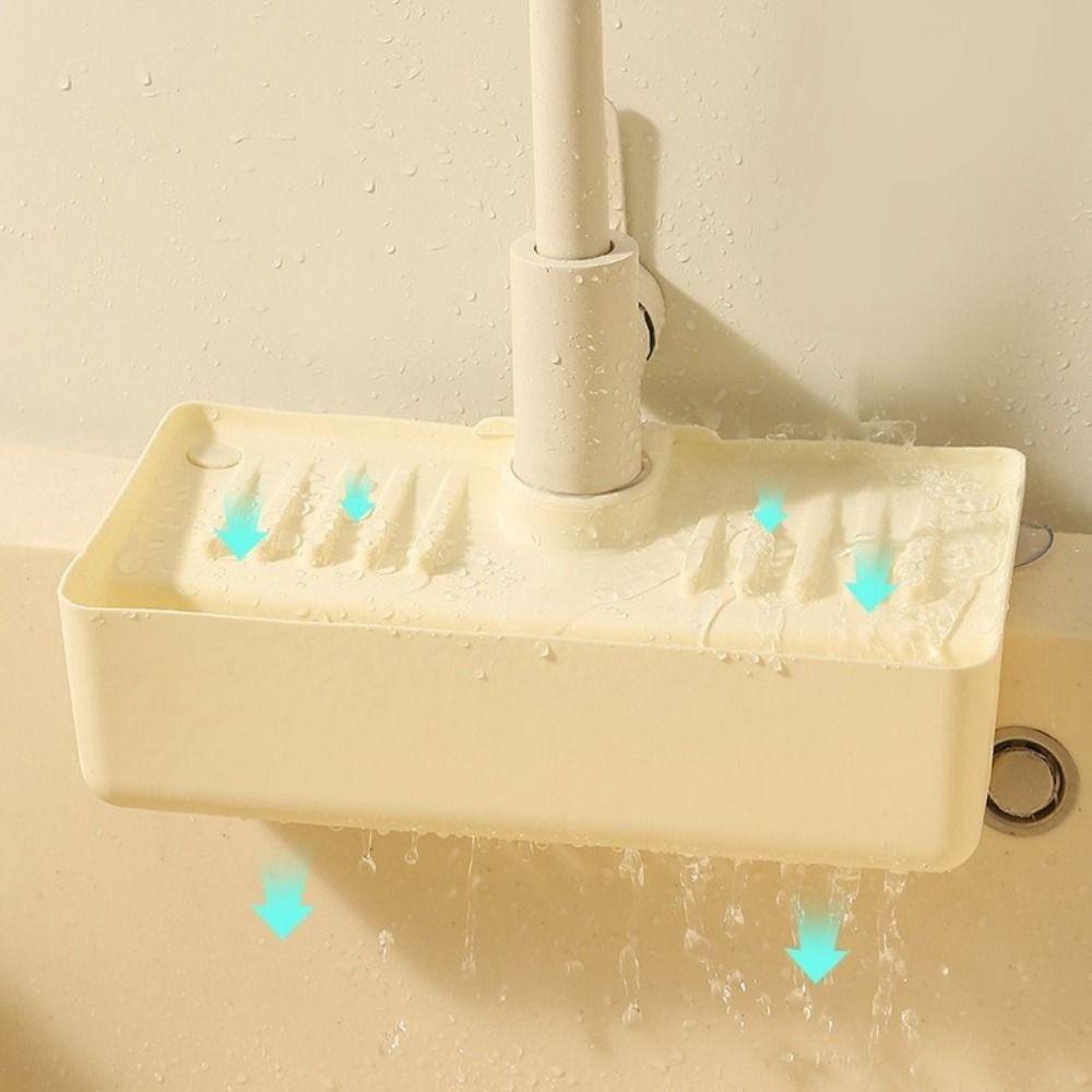 Splash Proof Faucet Drain Storage Rack Hollow Draining Design Sponge Cloth Storage Rack  Keeps Dry