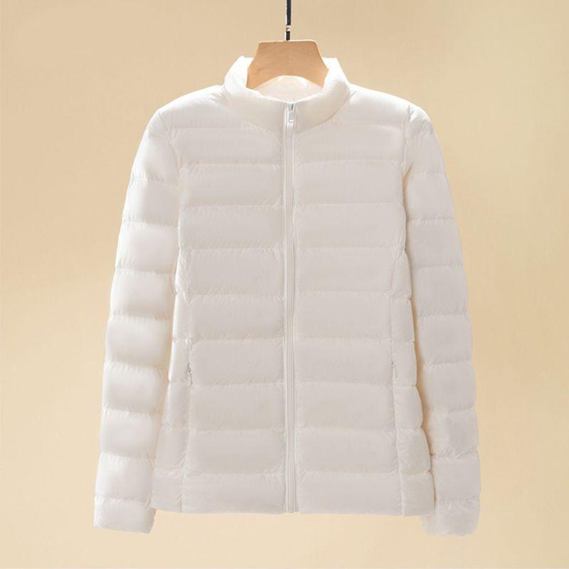 Women's fashionable light down jacket with stand collar, slim fit, short style, large size cotton jacket