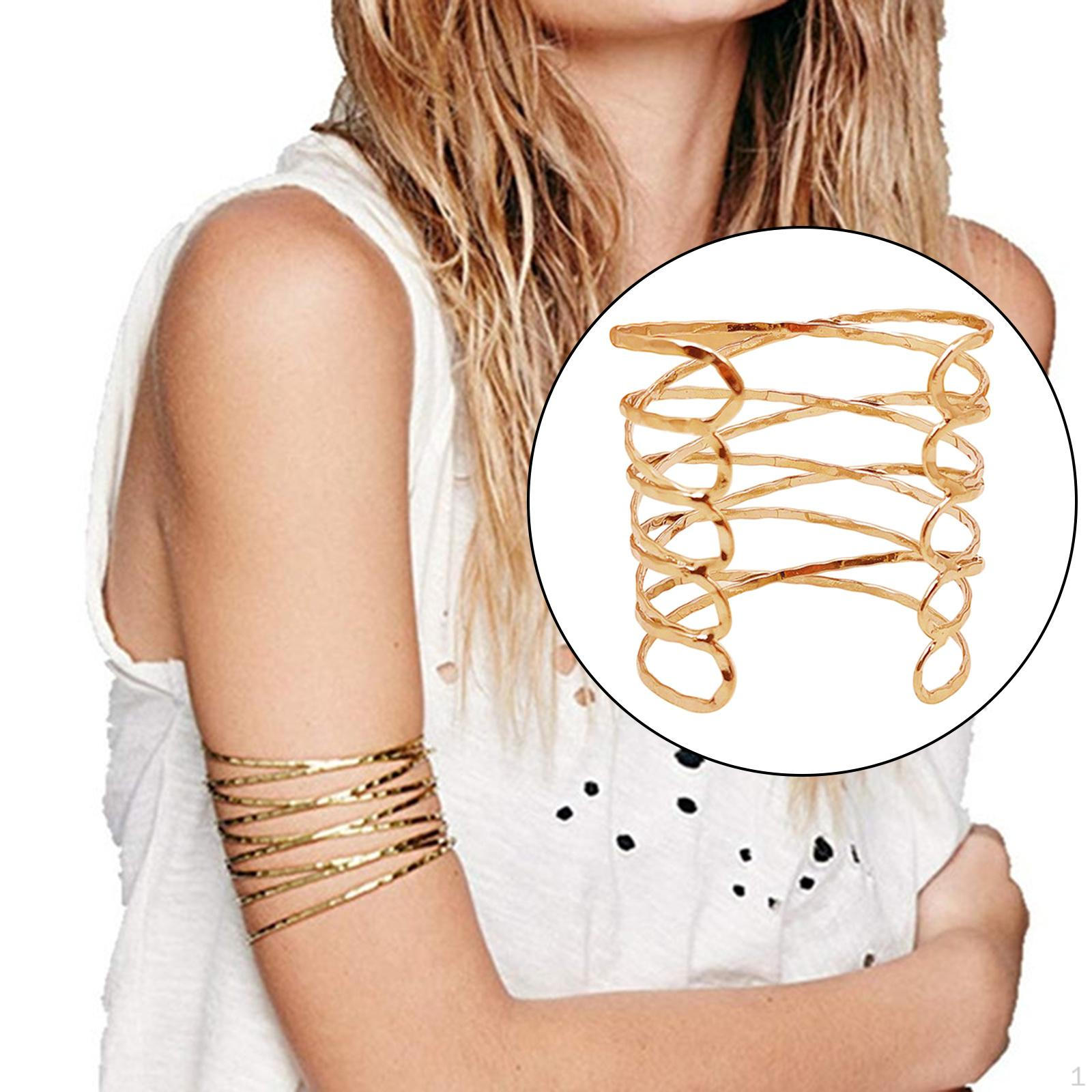 Браслет на руку для женщин и девочек Открытый верхний браслет Простой регулируемый браслет на руку Набор браслетов на руку Golden F