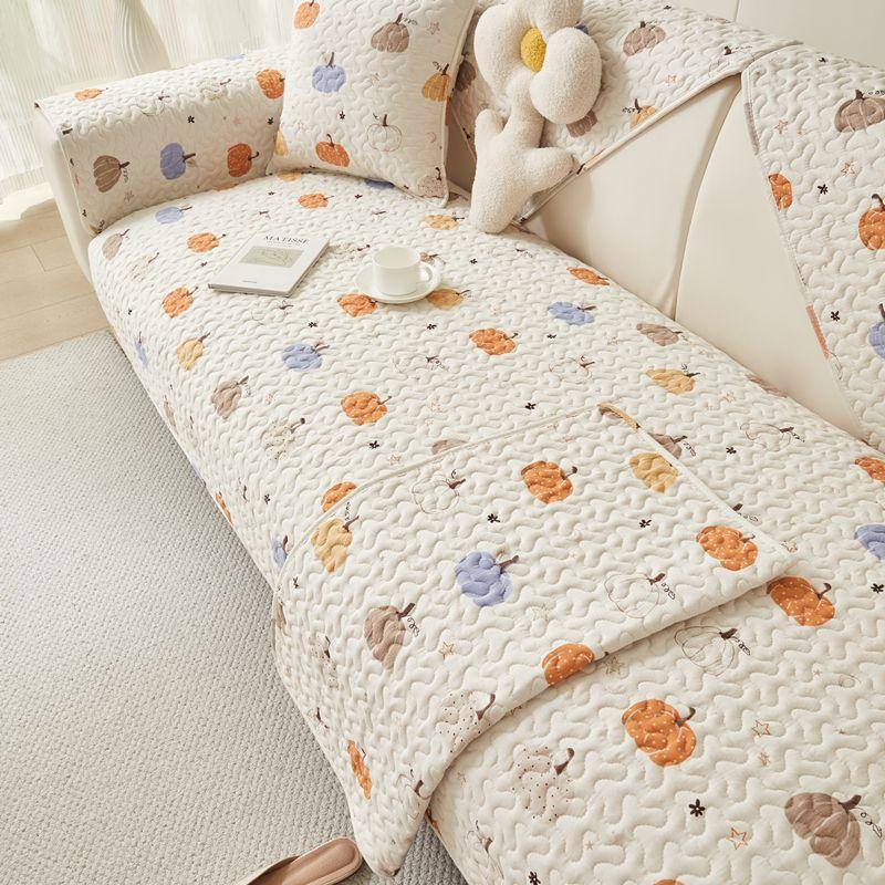 

Подушка для дивана Четыре сезона Чистый хлопок Общие ткани Чехол для дивана Накидка Современный Минималистичный Хлопок Нескользящая Двойная подушка Скандинавский Pumpkin 45*45cm pillow core