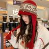 Fair Island Wind Red Knitted Wool Hat Women's Autumn and Winter Jacquard Warm Ear Protection Hat Thickened Cold-proof Knitted Hat