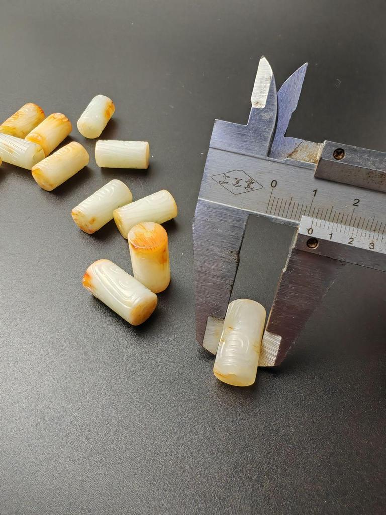 Natural Hetian Jade Square Cylinder Beads, 22mm x 1.1mm, DIY Loose Old-Style Stringing Accessories