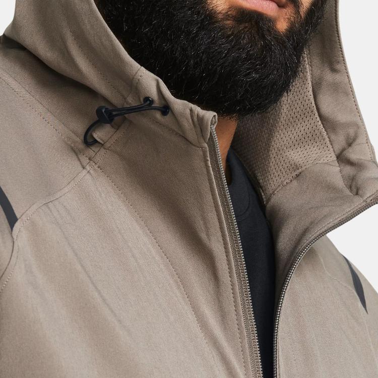 Under Armour UA Unstoppable Solid Waterproof Hooded Long Sleeve Jacket Men Jacket Khaki 1370494-200