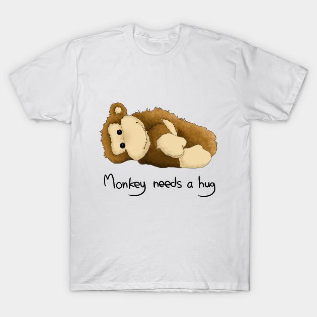 

Men Black Print T-shirt Monkey Needs A Hug No-Cut Transfer Paper Print Cotton Tshirt 2XL білий