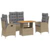 Vidaxl 4-Cz. Gartenmöbel-Set mit Kissen, Beige, Polyrattan