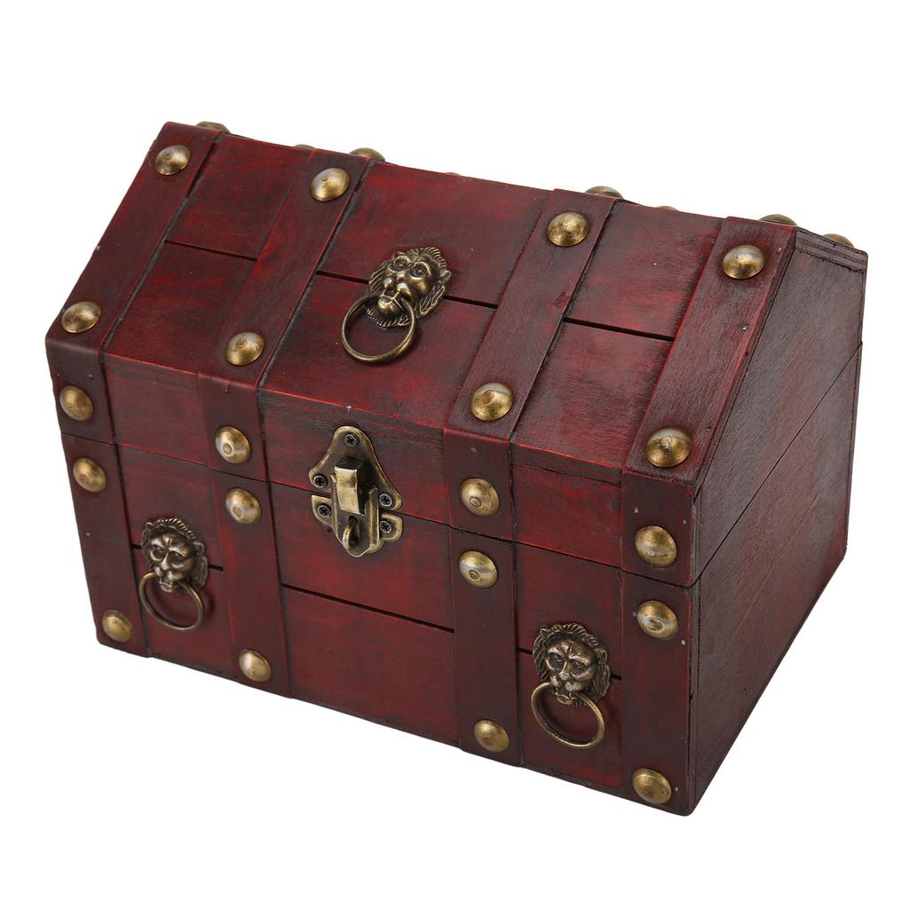 Wooden Vintage Storage Box Antique Decoration Retro Elegant Treasure Chest Storage Box with