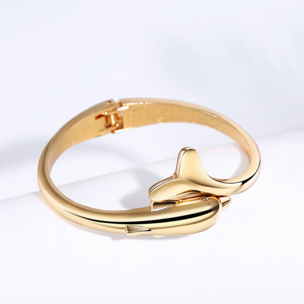 Zinc Zinc Alloy Dolphin Spring Bracelet Creative Marine Organism Hand Chain Jewelry Dolphin Bangle  Unisex