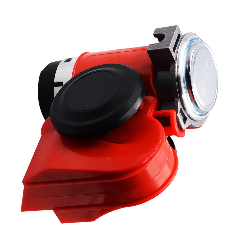 12V 115dB Car Air Horn Red Compact Dual Tone Electric Pump Loud Siren Vehicle for Car Motorcycle Truck Bicycle