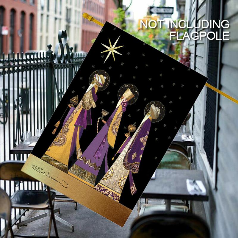 Yeni Üç Kral Altın Yıldız Bilge Adamlar Noel Evi Bahçe Bayrağı Bahçe Afişi
