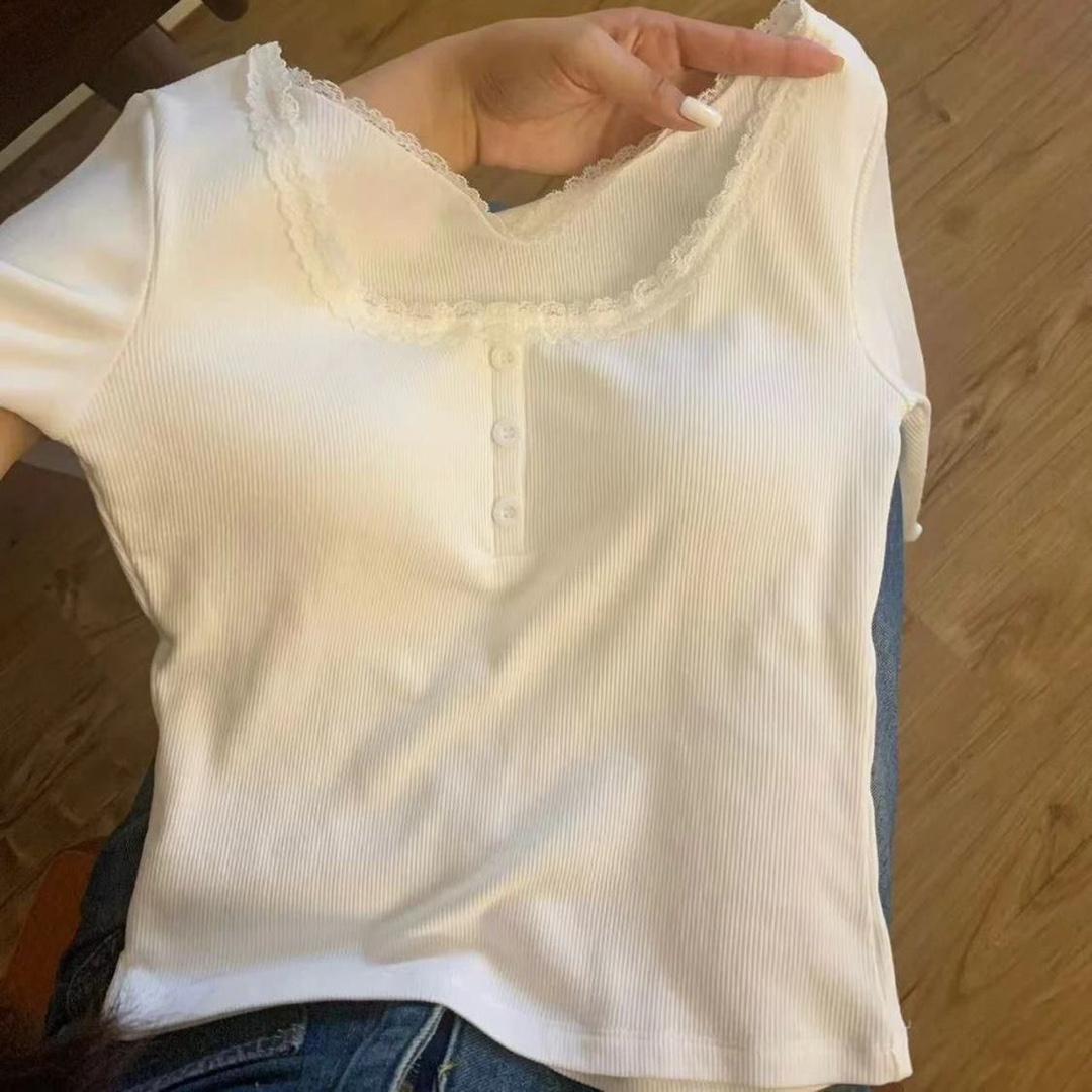 

Women s Lace Square Neck Cashmere Base Layer - Slimming Fleece-Lined Warm T-Shirt for Autumn/Winter One Size чорний