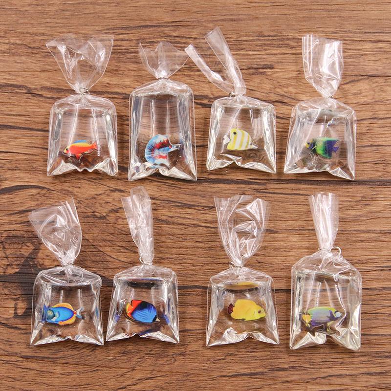 6pcs Creative Mini Practical Transparent Resin Fish-shaped Bag Pendant Handcrafted DIY Accessories For Bags And Keychains