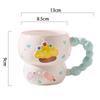 Cute and Creative Home Cup Decoration Hand-painted Relief Ceramic Breakfast Cup Large Capacity Oat Bowl Mug Cartoon Water Cup