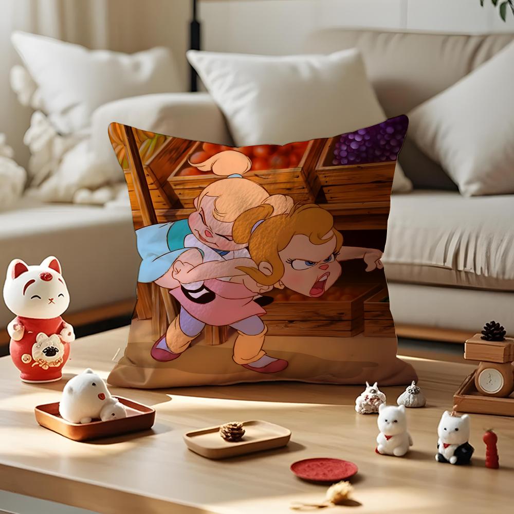 The Chipmunk Anime Adventure Cushion Cover Anti-dustmite Pillowcase Invisible Zipper Silky Short Plush Sofa Cushion Cover