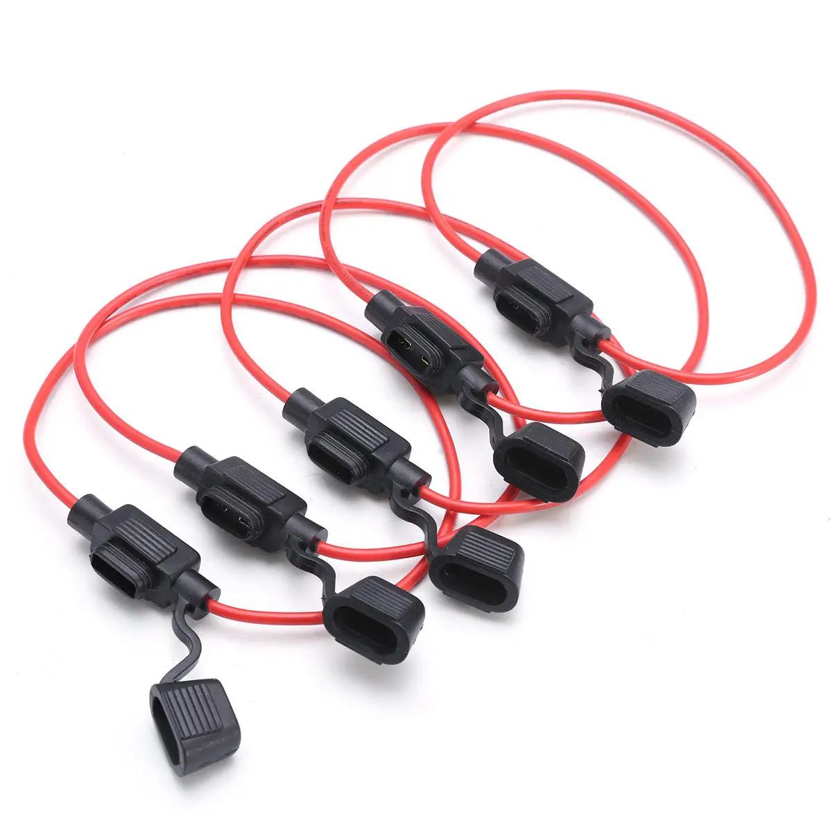 Auto Ring Fuse Black Insert Red Wire Harness Blade Fuse Holder Suitable for Cars and Motorcycles Car Fuse Box