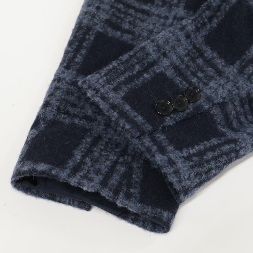 RING JACKET Black x Gray New Balloon 100% Wool Check Pattern 3B Jacket Jacket 52 Black x grayUsed