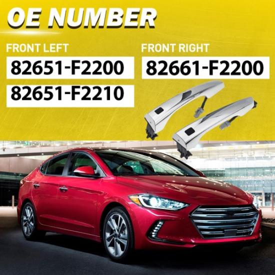 2x Front Left & Right Exterior Door Handle for Hyundai Elantra 2017- Chrome