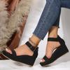 Mode Neue Sommer Damen Sandalen Modische Zehenfreie Keilabsatz Freizeitschuhe Damen Übergröße Keilabsatz High Heel Sandalen Peep Toe Damen 36-43
