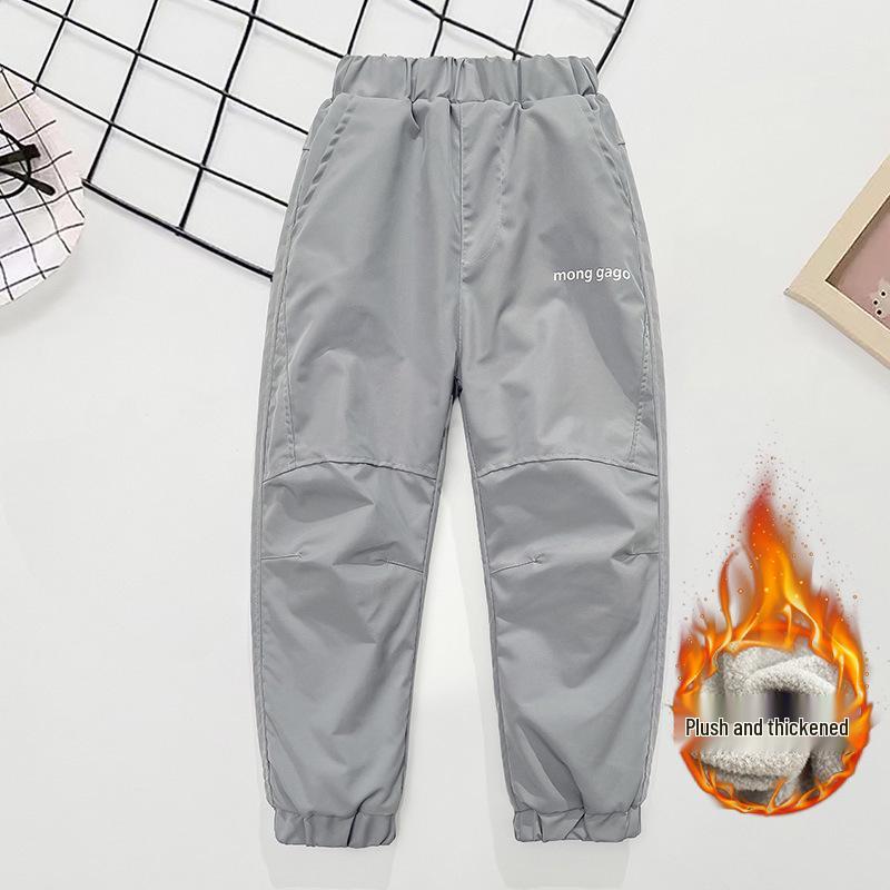 Boys' Windproof Fleece Hiking Pants - Waterproof, Breathable, Casual Softshell for Autumn/Winter