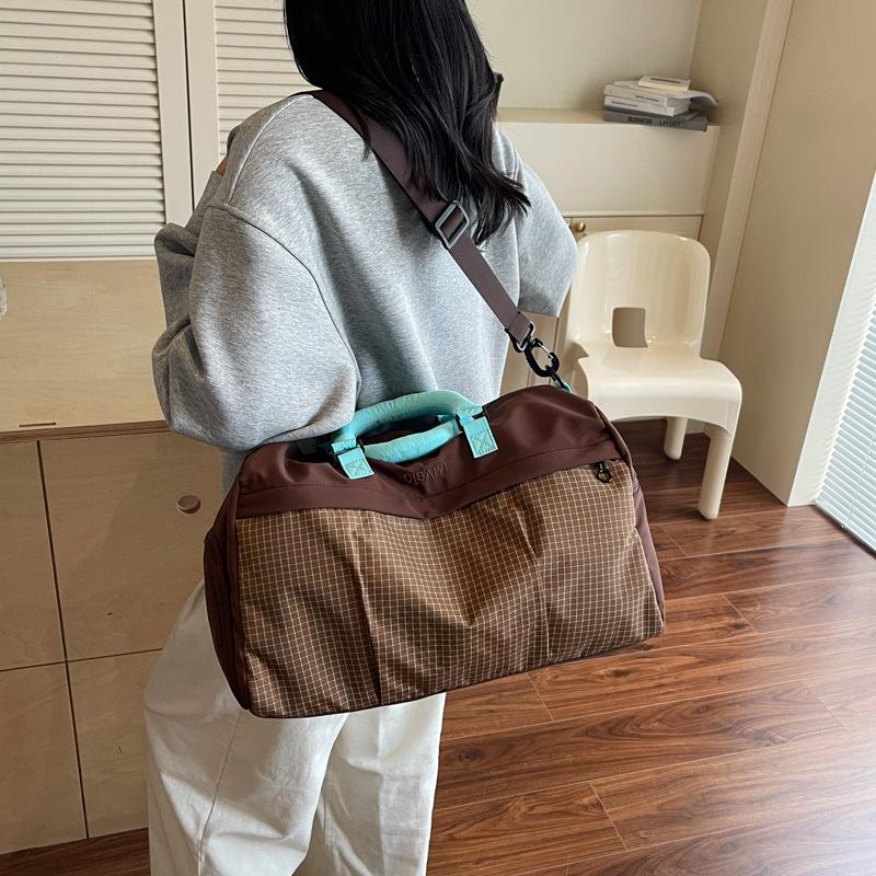Plaid Handbag: Travel & Fitness Bag with Wet/Dry Separation and Shoe Compartment