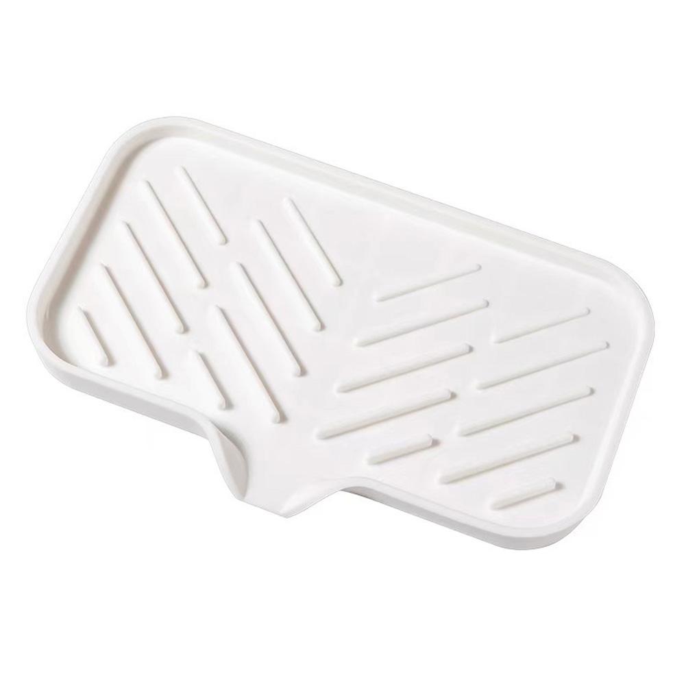

Силиконовый коврик для сушки посуды, держатель для губки для кухонной раковины, дренажная прокладка, поднос для хранения мыльниц, самоосушающийся органайзер, противоскользящая полка для хранения, принадлежности для ванной комнаты L белый