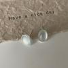 Small Oval Opal Stud Earrings Women'S Niche Retro Simple Personality Fashion Trend Temperament Versatile Earrings