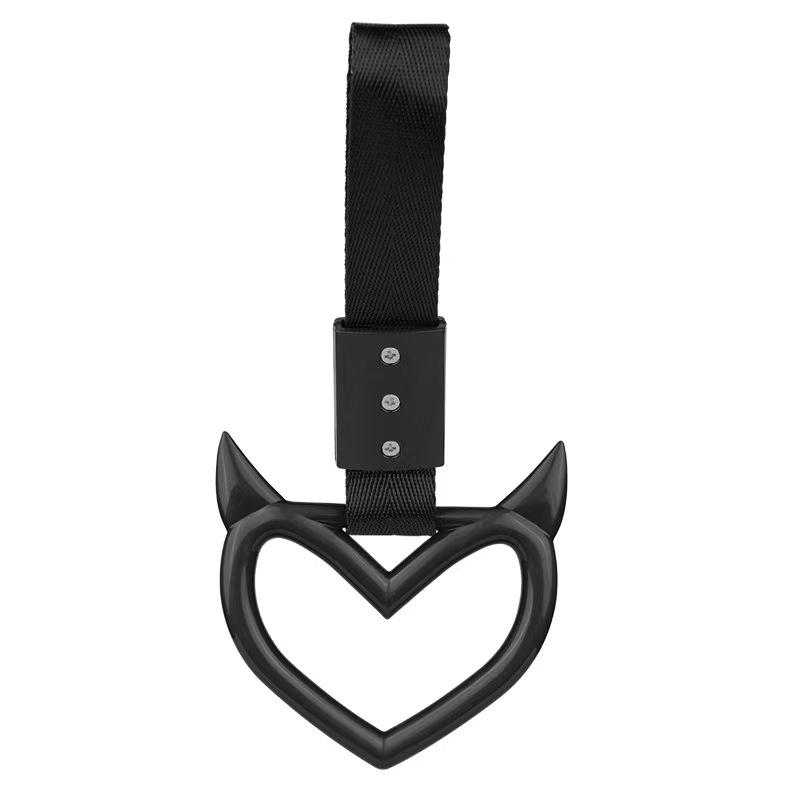 1PCS New JDM Tsurikawa Handle Ring Heart Train Bus Hand Strap Styling Drift Charm Car Warning Tow Strap Hook Sticker