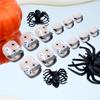 24Pcs Halloween Black Glitter French Press On Toenails White Ghost Fake Toe Nails Short Square Glossy Cute Ghost Full Cover Acrylic Stick On Toenails