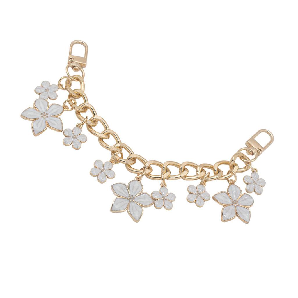 Elegant Purse Chain Strap Alloy Chain Replacement with Flower Charm Fashion Decoration for Shoulder Bags and Purses