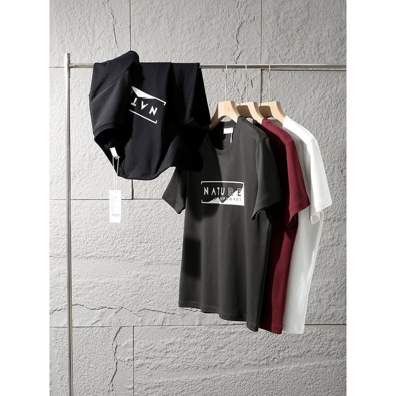 Heavyweight Pure Cotton 300g Trendy Brand Printed Cool-Touch Short-Sleeve T-Shirt for Men, Summer Base Shirt, Foreign Trade Men's Clothing