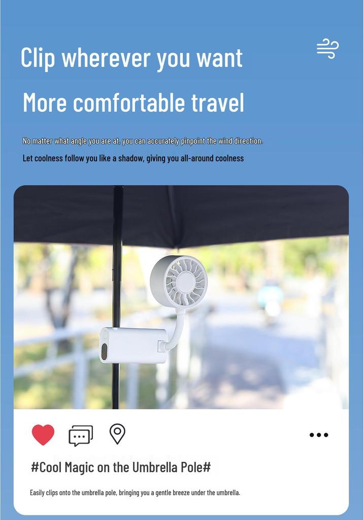 Portable 360° Clip-On Mini USB Fan for Outdoors and Umbrellas