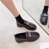 One Pedal Women's Shoes Small Leather Shoes Women's British Style Platform Spring and Autumn Loafers In One Pedal Four Seasons Single Shoes