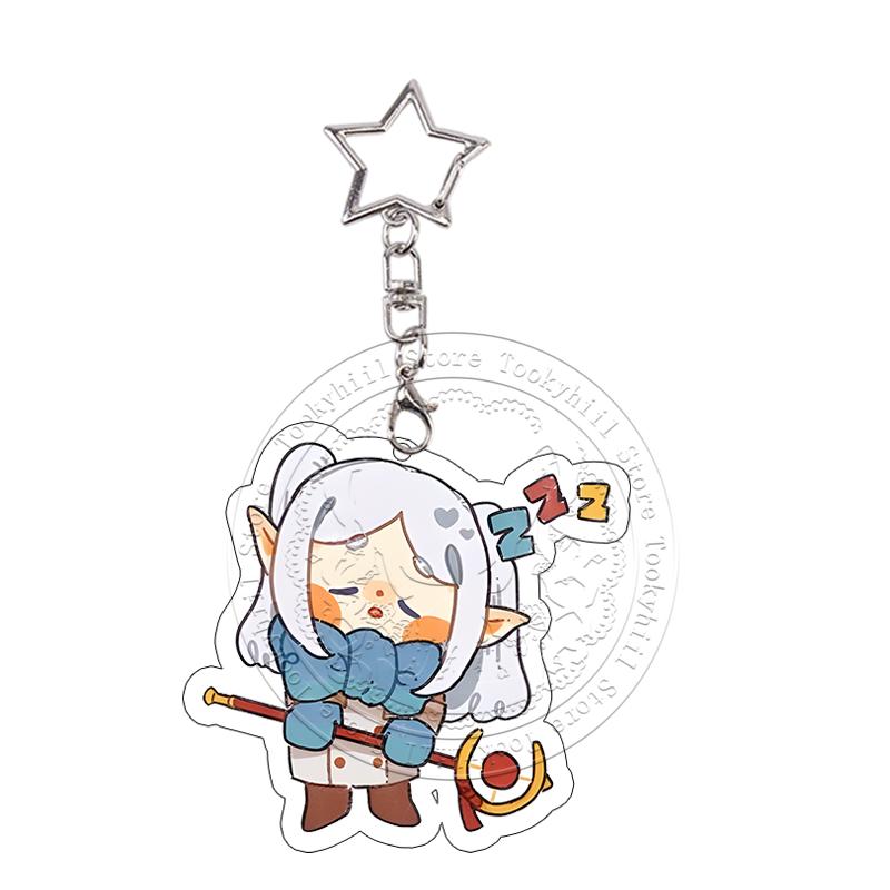 Chibi Sousou No Frieren Acryl Schlüsselanhänger Fern Stark Exquisite Schultaschen Dekoration Anime Cartoon Zubehör Anhänger Schlüsselanhänger Geschenk