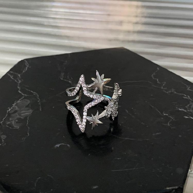 Dainty Adjustable Copper Star Ring With Sparkling Zircon Stone Elegant Jewelry For Fashion Forward Women