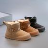 Girls' Fleece-Lined Snow Boots: Solid Color, Thickened, Short, for Little To Large Children - Winter 2025