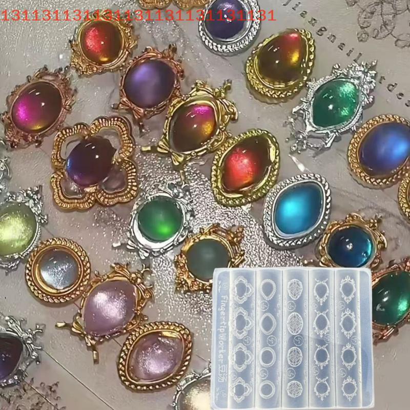 "Manicure Design Essential Transparent 3D Silicone Mold For Gemstone Photo Frame Nail Art Decorations DIY"