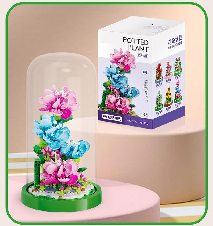 

Plant Exhibition Booth Mini Block Flower Building Brick Rose Lily Lotus Hyacinth Sunflower Carnation Bonsai Toys For Gilr Gift