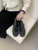 South Korea Dongdaemun Woolen Material Autumn Flat Bottom Square Head Mary Jane Women's Shoes with Skirt 2026 New One-word Strap Single Shoes