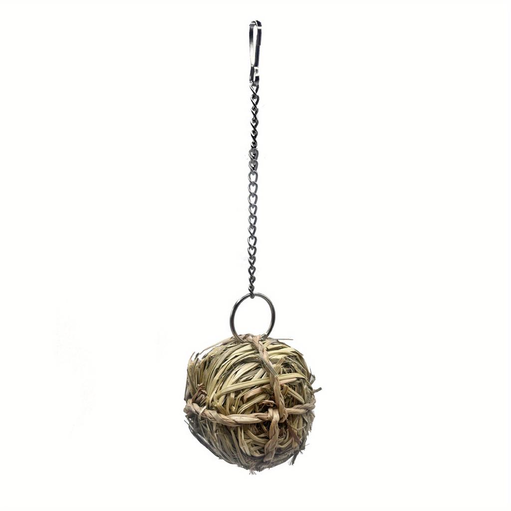 Natural Chewable Activity Toy,Can Be Hung,Fun Hay Pet Ball Suitable for Parrots,Rabbits, Gerbils,Hamsters,and Other Small Animal