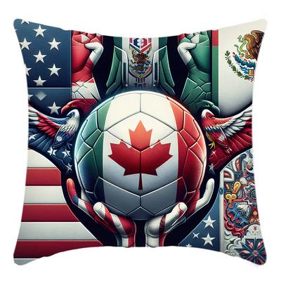 Printed Cartoon World Cup Pillowcases From The US, Canada and Mexico, Colorful Football Office Pillow and Cushion Covers for Home Use